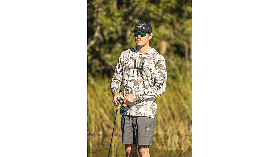 HUK Performance Fishing Icon Kc Printed Hoodie, Moss2, 2XL, H1200585-317-XXL