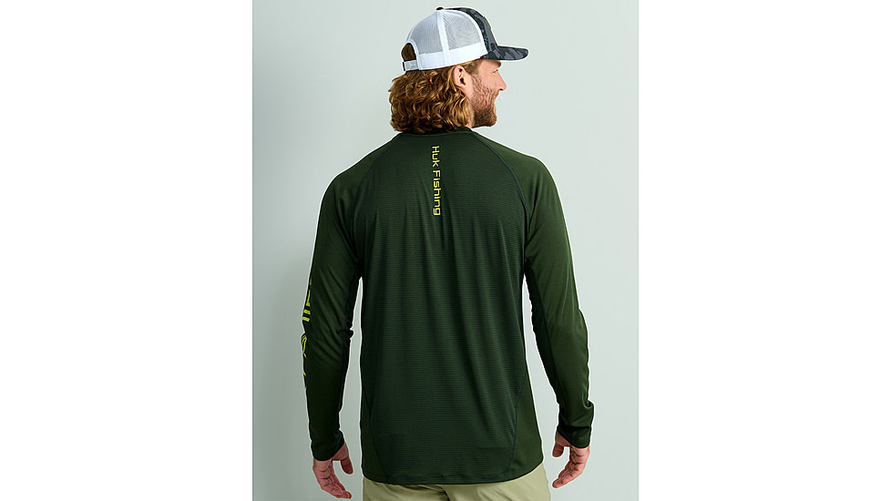 HUK Performance Fishing Icon Long Sleve Crew - Mens, Cypress Landing, Extra Large, H1200573-377-XL