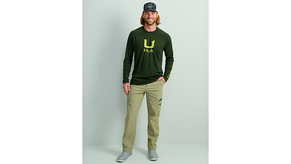 HUK Performance Fishing Icon Long Sleve Crew - Mens, Cypress Landing, Extra Large, H1200573-377-XL