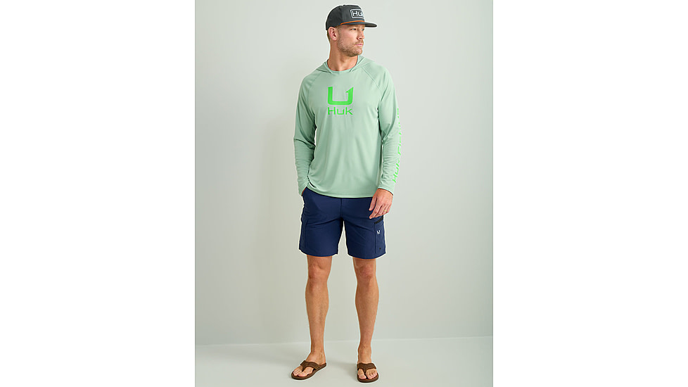 HUK Performance Fishing Icon Performance Hoodie - Mens, Fog Green, Extra Large, H1200574-315-XL