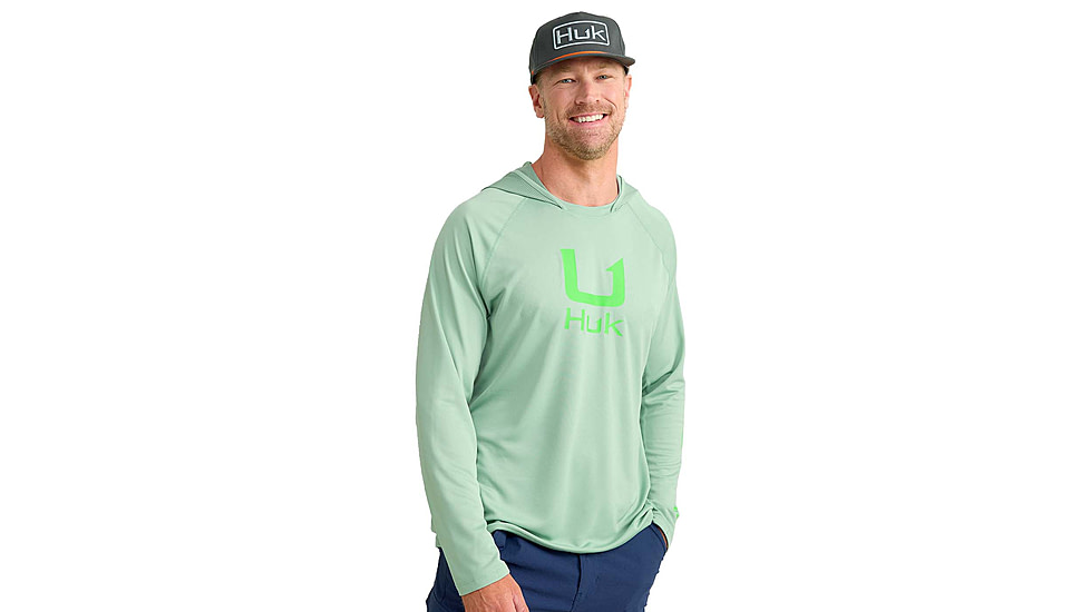 HUK Performance Fishing Icon Performance Hoodie - Mens, Fog Green, Extra Large, H1200574-315-XL