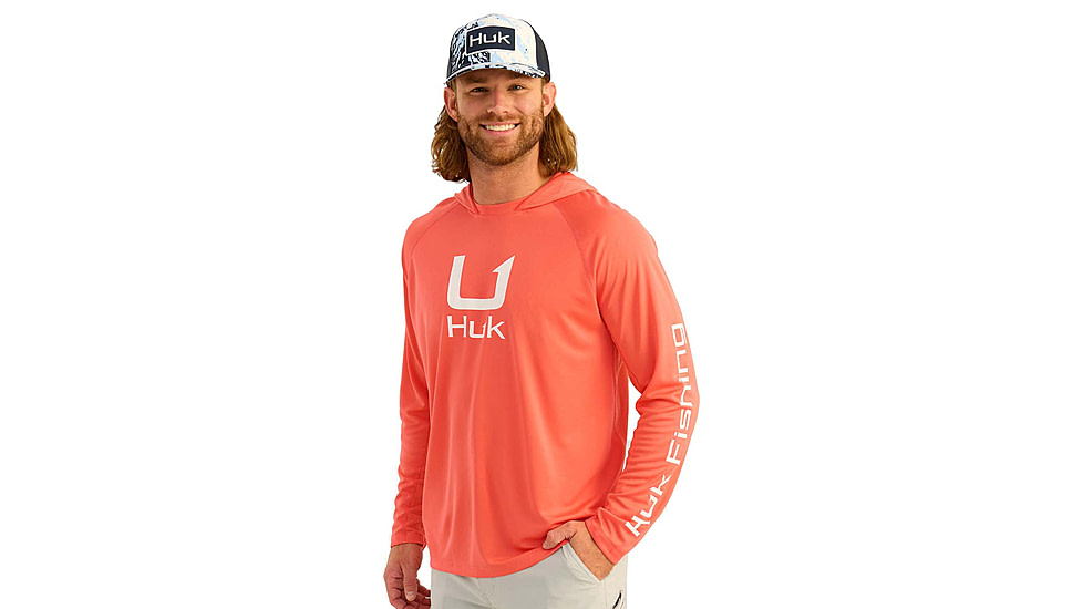 HUK Performance Fishing Icon Performance Hoodie - Mens, Fresh Salmon, 2XL, H1200574-821-XXL