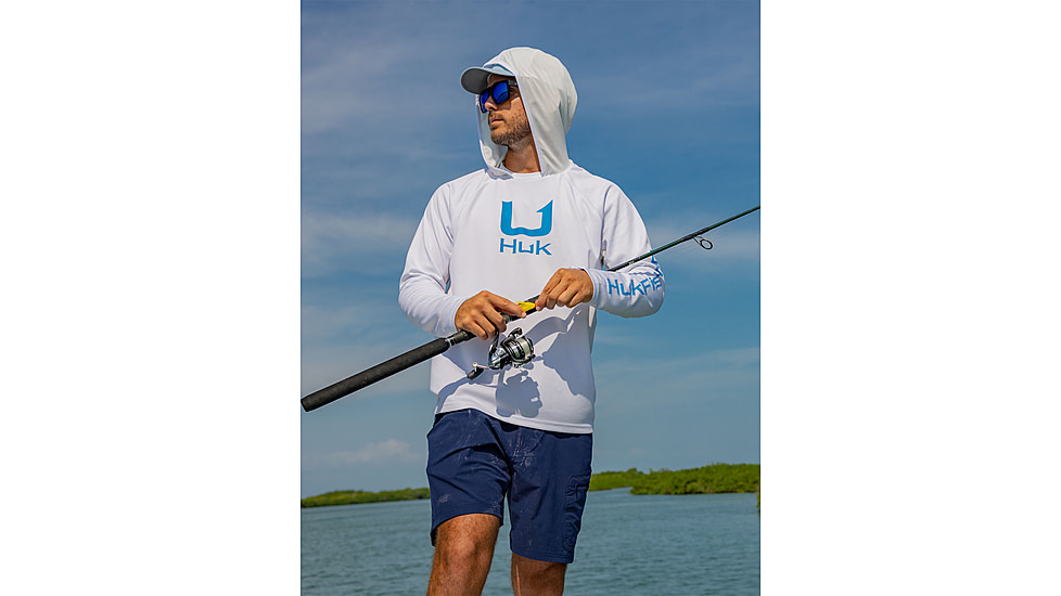 HUK Performance Fishing Icon Performance Hoodie - Mens, White, Large, H1200574-100-L