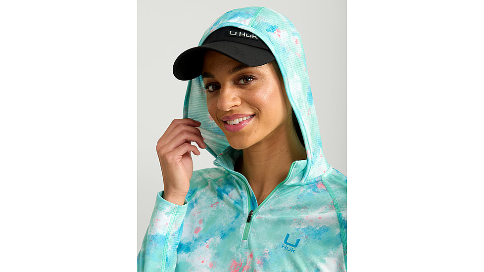 HUK Performance Fishing Icon Performance Hoodie - Womens, Bermuda, Medium, H6120171-373-M