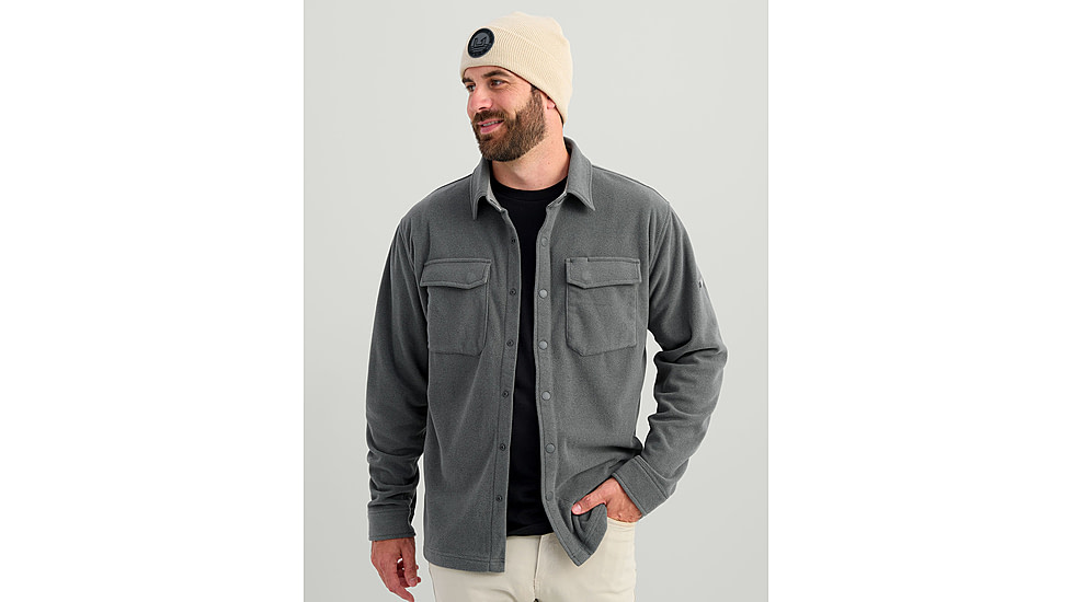 HUK Performance Fishing Jetty Shacket - Mens, Volc Ash Hthr, Small, H1300114-015-S