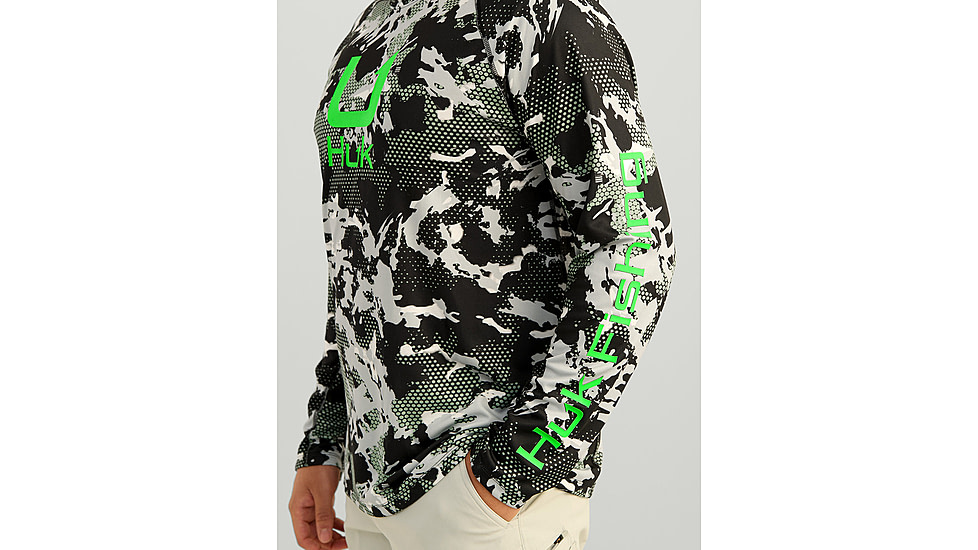 HUK Performance Fishing KC Print Icon Performance Hoodie - Mens, Black, Medium, H1200586-001-M