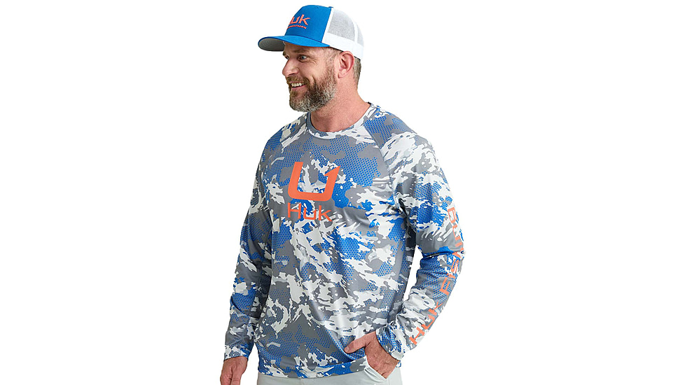 HUK Performance Fishing KC Print Icon Performance Hoodie - Mens, Night Owl2, Large, H1200586-019-L