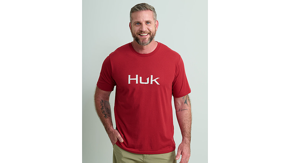 HUK Performance Fishing Logo Tee - Mens, Scarlet Blaze, Extra Large, H1000390-621-XL