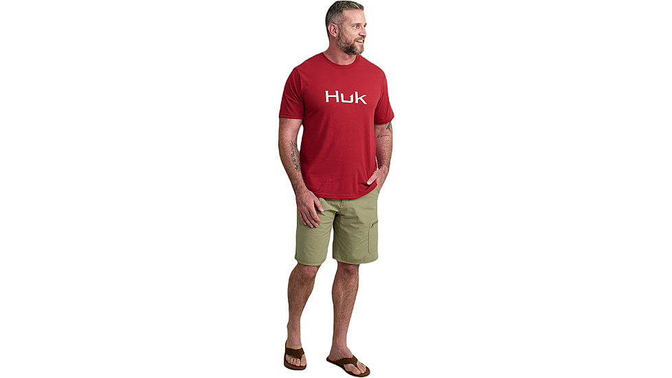 HUK Performance Fishing Logo Tee - Mens, Scarlet Blaze, Extra Large, H1000390-621-XL