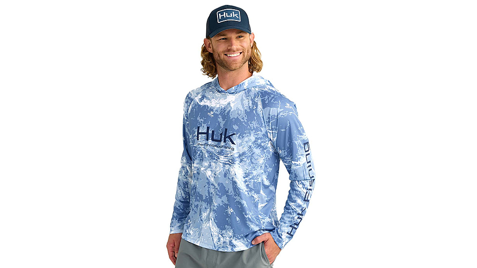HUK Performance Fishing Mossy Oak Pursuit Performance Hoodie - Mens, Moe Sw Spndrift, Small, H1200611-945-S