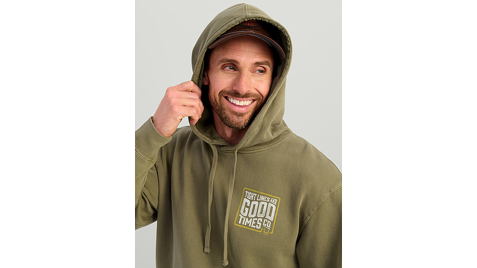 HUK Performance Fishing Tight Lines Cotton Fleece Hoodie - Mens, Moss, Medium, H1300129-316-M