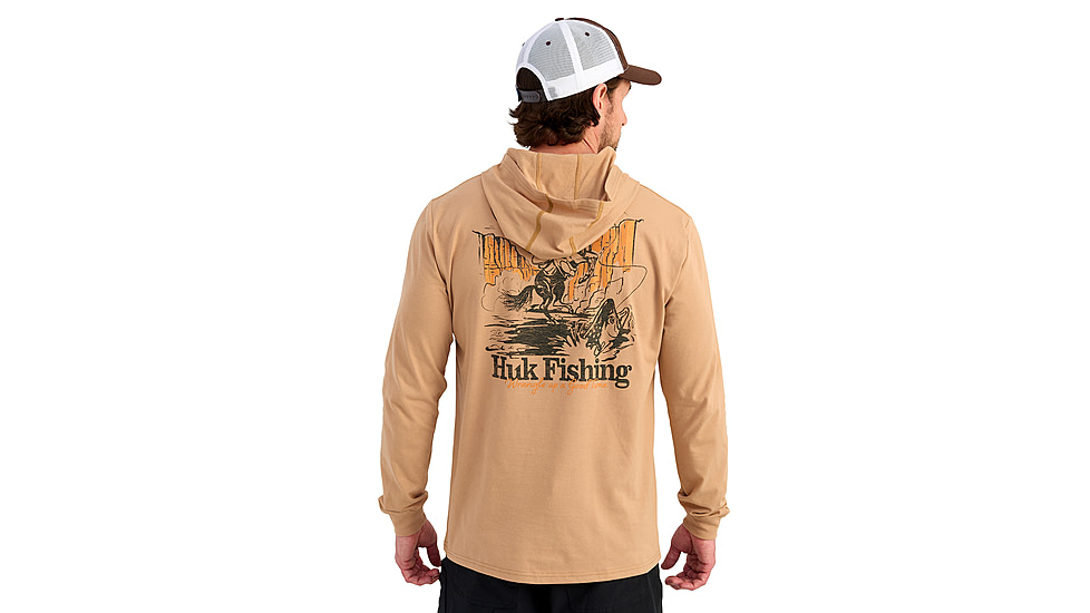 HUK Performance Fishing Trout Wrangle Hoodie Tee - Mens, Marl, Extra Large, H1000581-201-XL