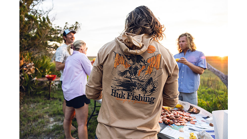 HUK Performance Fishing Trout Wrangle Hoodie Tee - Mens, Marl, Extra Large, H1000581-201-XL