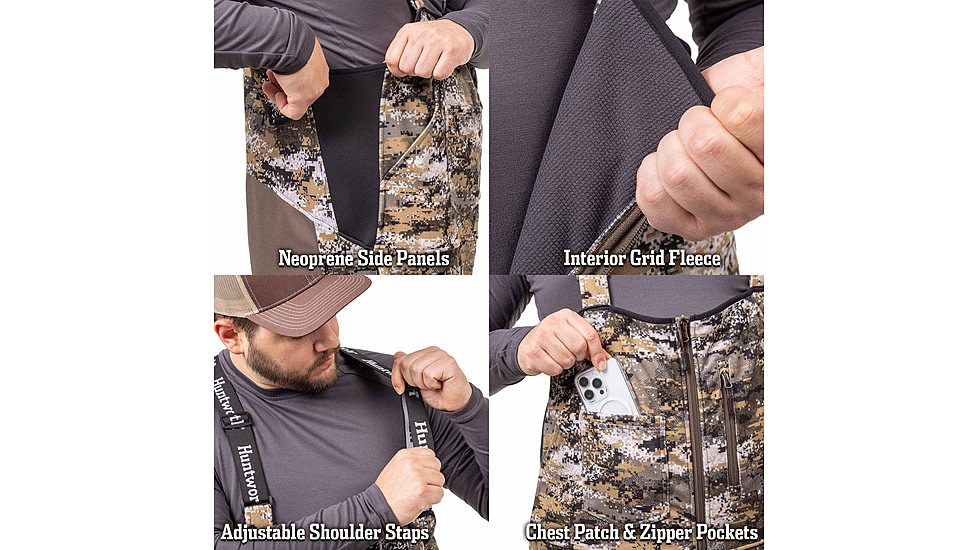 Huntworth Mid Weight Windproof Soft Shell Bib Overalls - Mens, Tarnen, Medium, E-9610-TRN-M