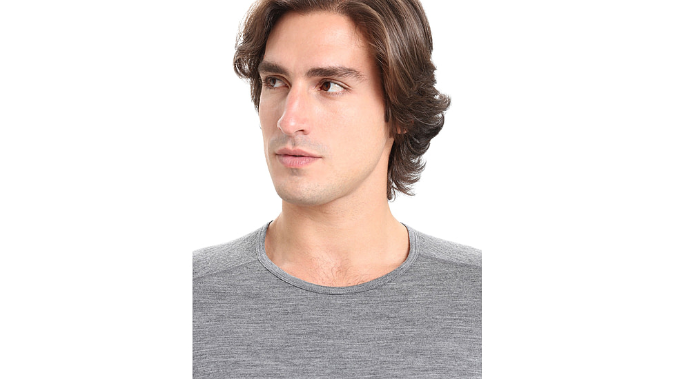 Icebreaker 200 Oasis Short Sleeve Crewe Thermal Top - Mens, Gritstone Heather, Large, IB104509013L