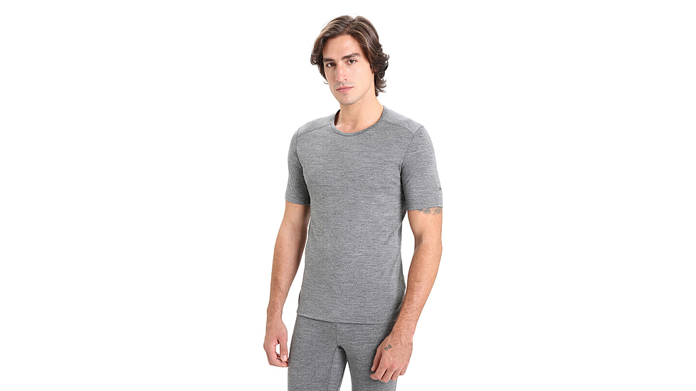 Icebreaker 200 Oasis Short Sleeve Crewe Thermal Top - Mens, Gritstone Heather, Large, IB104509013L