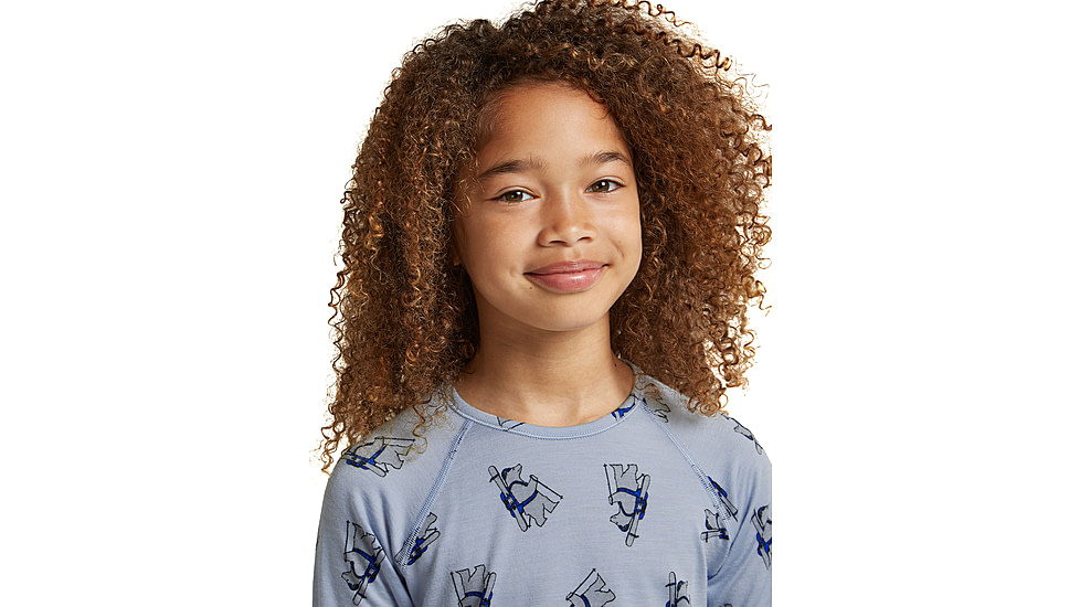 Icebreaker Bear Tour AOP Merino 200 Oasis Long Sleeve Crewe Thermal Top - Kids