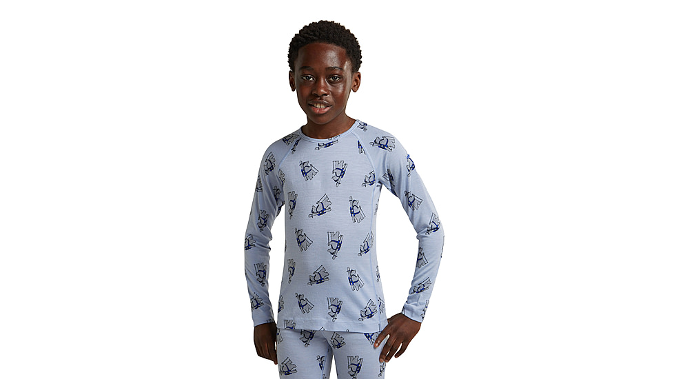 Icebreaker Bear Tour AOP Merino 200 Oasis Long Sleeve Crewe Thermal Top - Kids