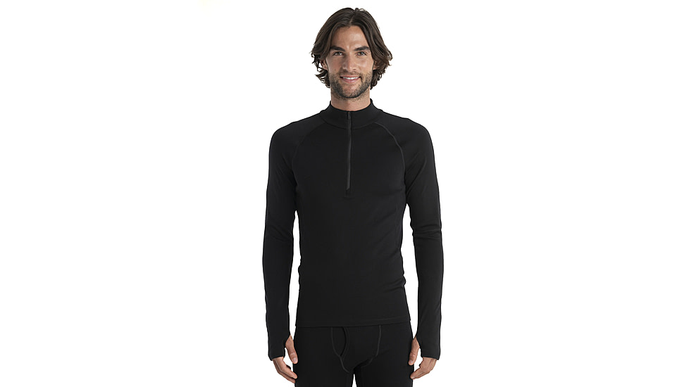 Icebreaker Men 300 MerinoFine Polar LS Half Zip, Black, L, IBBA56Q9001L