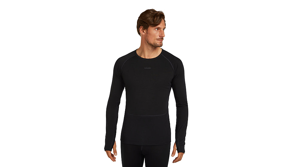 Icebreaker Merino 200 ZoneKnit Long Sleeve Crew Thermal Top - Mens, Black, Extra Large, IB0A579O001XL