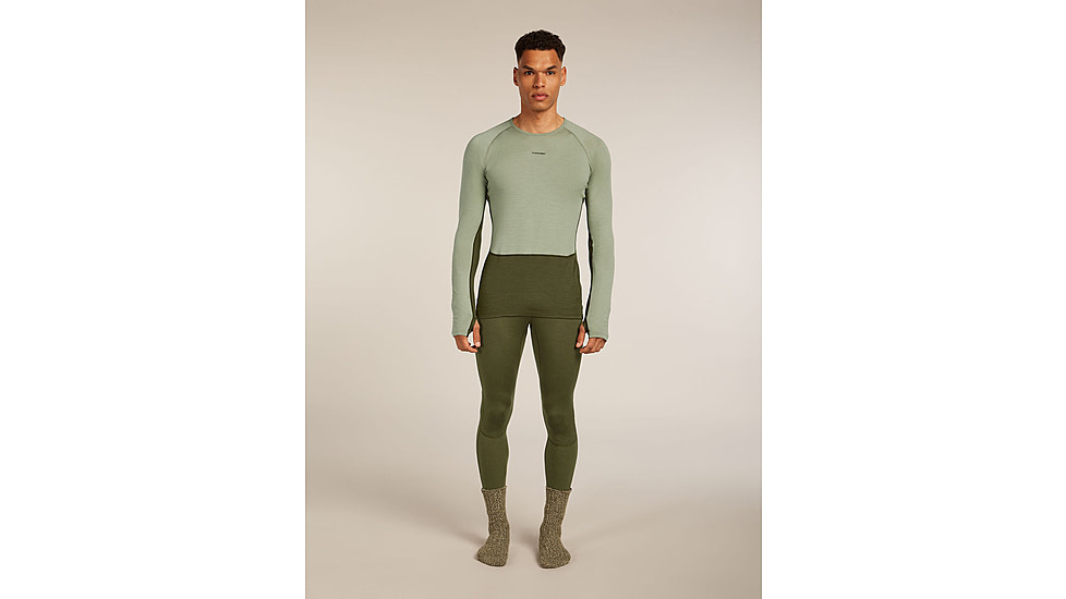 Icebreaker Merino 260 ZoneKnit Long Sleeve Crew Thermal Top - Mens, Loden/Lichen/CB, Large, IB0A57CI0JFL