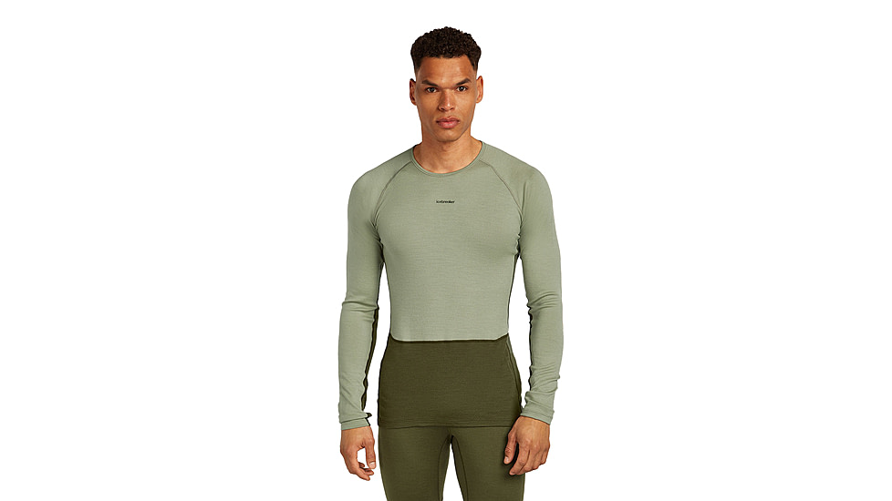 Icebreaker Merino 260 ZoneKnit Long Sleeve Crew Thermal Top - Mens, Loden/Lichen/CB, Large, IB0A57CI0JFL