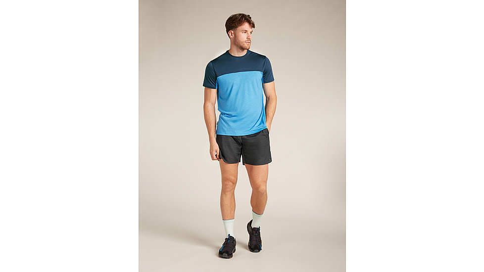 Icebreaker Merino Blend 125 Cool-Lite Sphere SS T-Shirt Colour Block - Men's, Arctic/Abyss/CB, Small, IB0A56X30GES