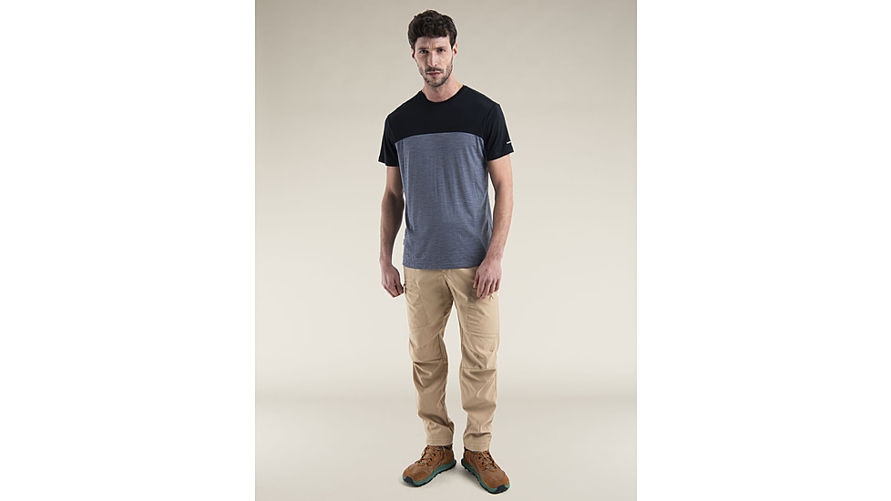 Icebreaker Merino Blend 125 Cool-Lite Sphere SS T-Shirt Colour Block - Men's, Graphite Heather/Black/CB, Medium, IB0A56X3C91M