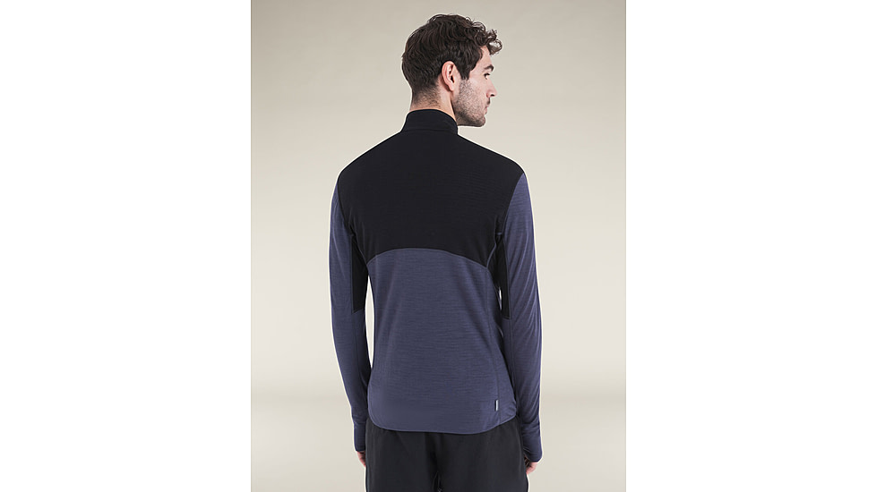 Icebreaker Merino Blend 200 RealFleece Descender LS Half Zip Hoodie - Mens, Black/Graphite/CB, Medium, IBBA56VYB54M