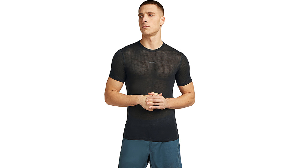 Icebreaker Merino Blend 75 Cool-Lite Ultralight SS Crewe - Men's, Black, Medium, IB0A571F001M