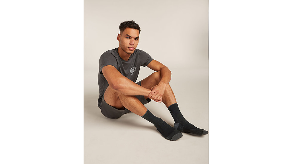 Icebreaker Merino Hike+ Ultralight Quarter Socks - Mens, Black/Obsidian, Large, IB0A578R0FBL