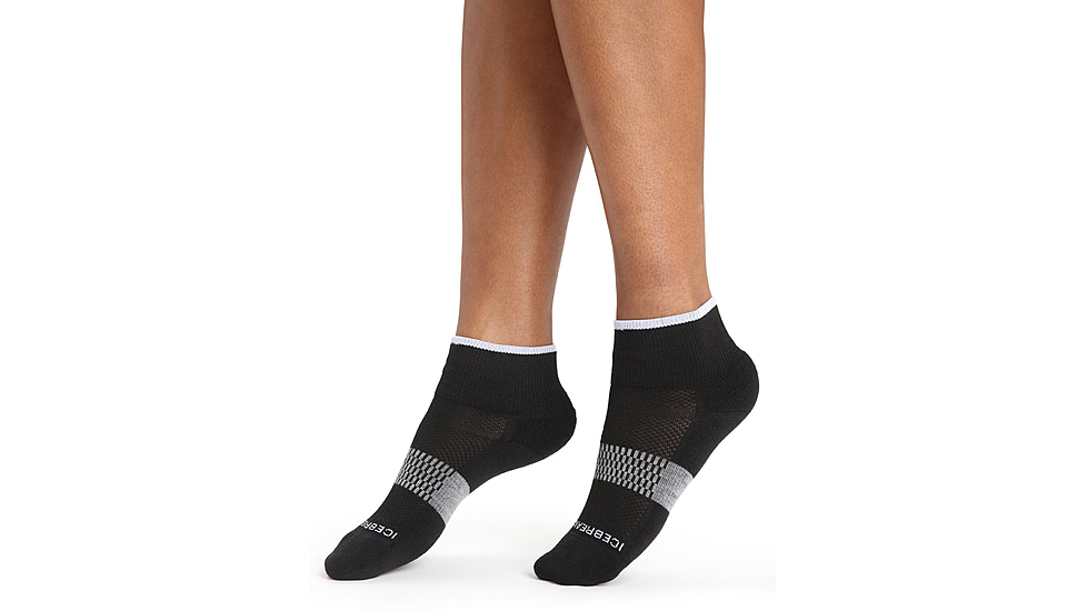 Icebreaker Multisport Light Mini Socks - Womens, Black/Snow/Metro Heather, Medium, IB105127377M