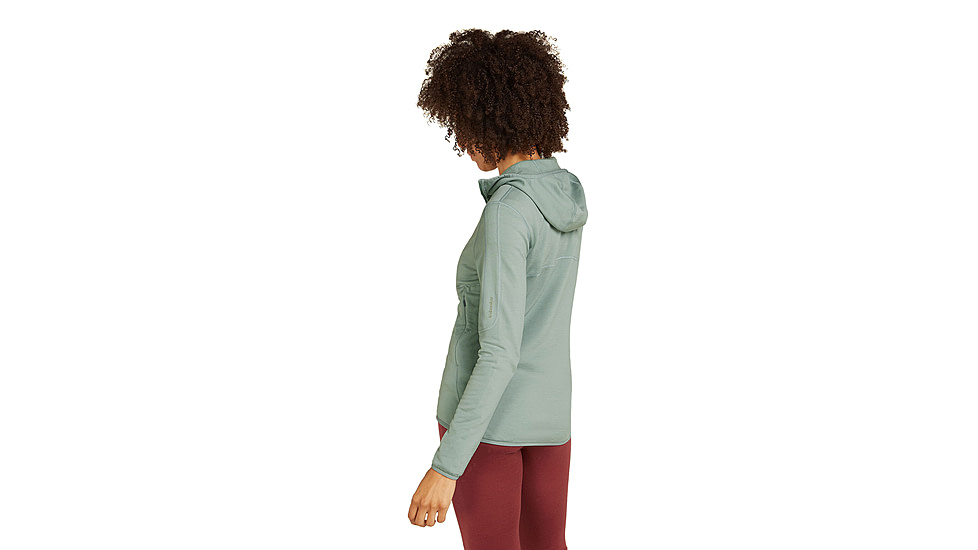 Icebreaker Women Merino 560 Realfleece Elemental LS Zip Hoodie, Moss, L, IBBA56SS01GL