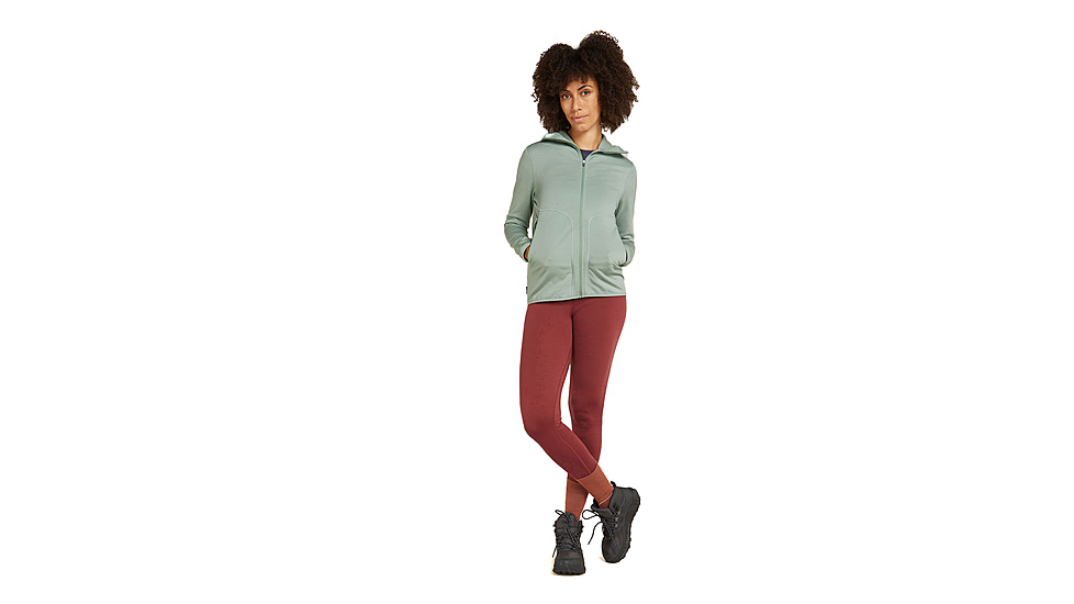 Icebreaker Women Merino 560 Realfleece Elemental LS Zip Hoodie, Moss, L, IBBA56SS01GL