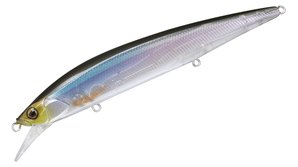 Jackall Lures Jackall Rerange 130 Jerkbait, Ghost Wakasagi, 5 1/10in, 3/4oz, JRERA130-GW