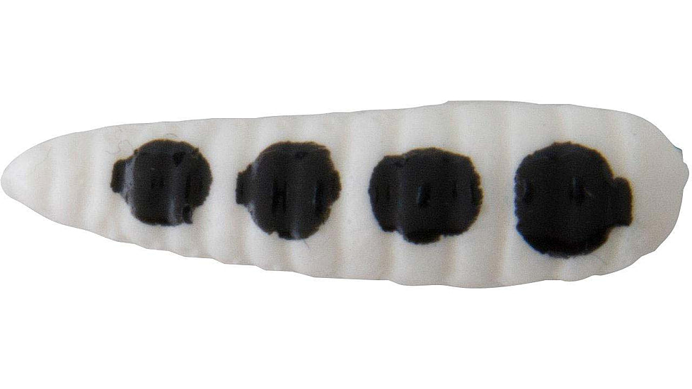 Johnson Nickel Blade Hard Bait, 1/32 oz, 1in / 3cm, Hook Size 10, Nickel Blade, White/Black Spots, 1119432