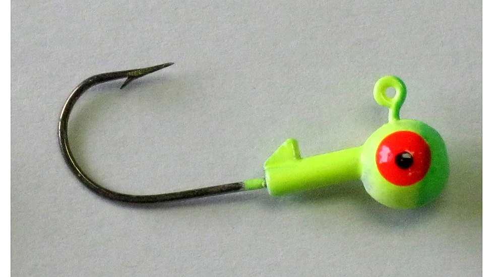 Kalins Fishing Kalin Roundhead Jig, 1/16oz, Size 4 Hook, Chartreuse/Green, 10/Pack, RH16-2