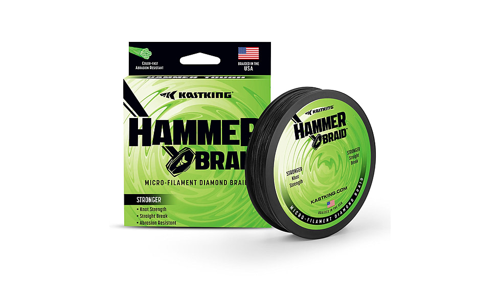 Kast King Hammer Braided Fishing Line, Black, 40 lb/150 yd, KKLIBRDHM150YBK40