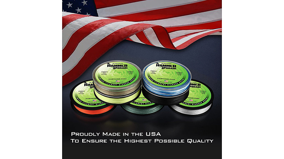 Kast King Hammer Braided Fishing Line, Black, 40 lb/150 yd, KKLIBRDHM150YBK40