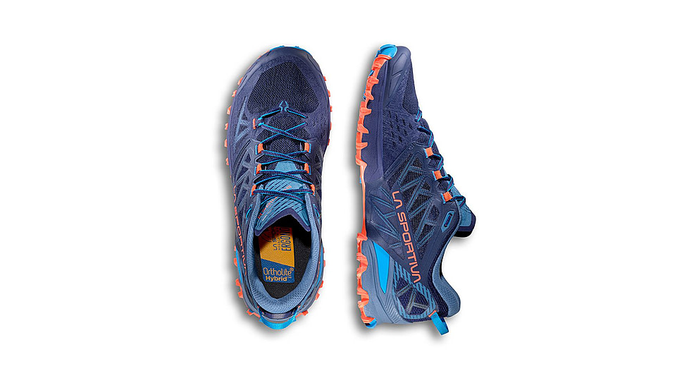 La Sportiva Bushido III Road Running Shoes - Mens, Deep Sea/Cherry Tomato, 44.5, 56S-643322-44.5