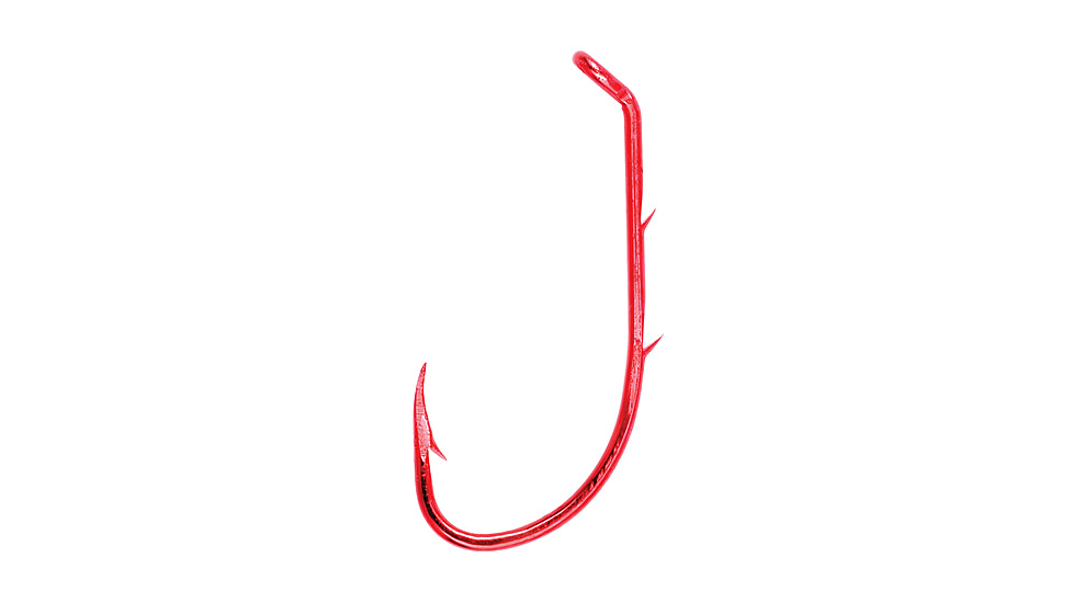 Lazer Sharp Baitholder Hook,Offset,Down Eye,Two Slices,Forged,Red,G-Pack Hooks L181RGK-2