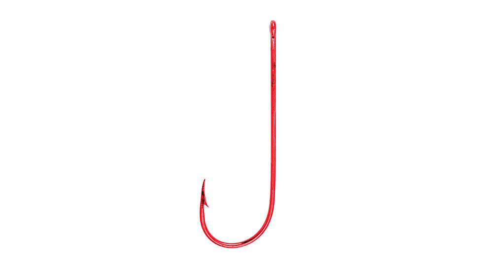 Lazer Sharp Crappie Hook,Aberdeen,Non-Offset,Ringed Eye,Light Wire,Red,G-Pack Hooks L214RGH-4