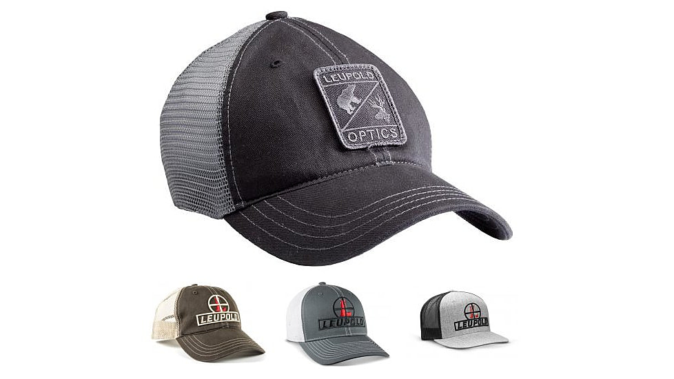 Leupold Reticle Trucker Hat, Black/Gray, Brown/Khaki, Camo White, Heather Black