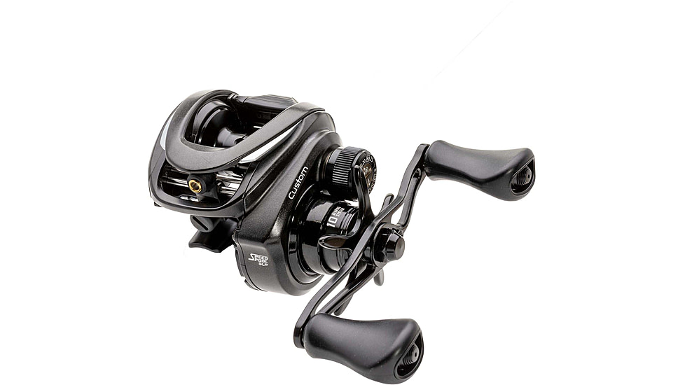 Lew’s Custom Baitcast Reel, 9+1 Bearings, 7.5-1 Ratio, Aluminum Frame and Sideplates, ParaMag RX Brake, Carbon Fiber Drag, Speed Gears, P2 Super Pinion, LH Retrieve, Black/Silver, CU1SHLG3