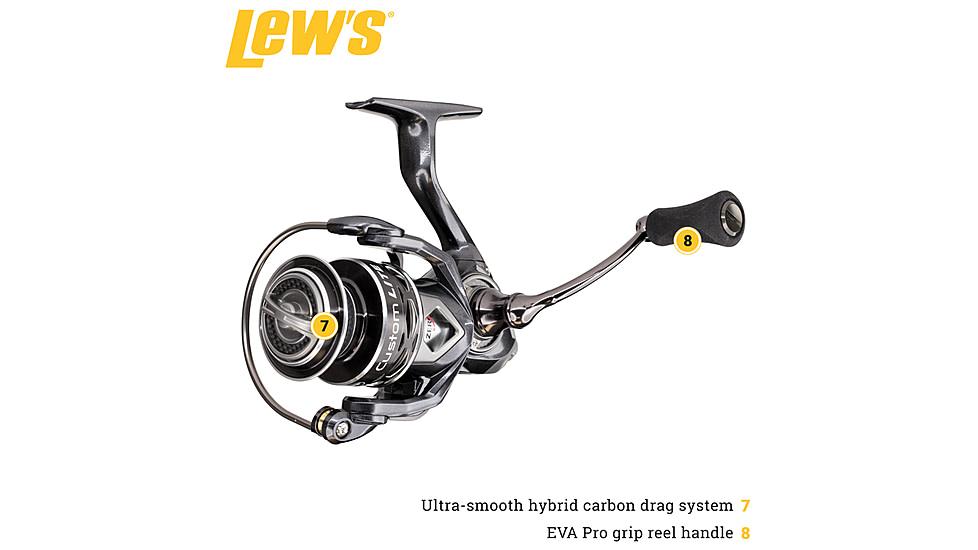 Lew’s Custom Lite Spinning Reel, SZ 200, 6.2-1 Ratio, 10+1 Bearings, CL200