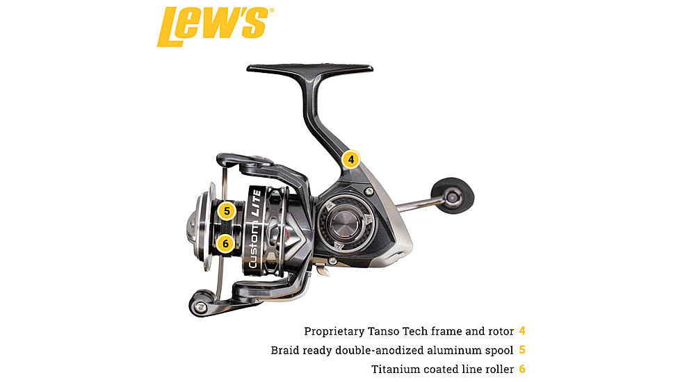 Lew’s Custom Lite Spinning Reel, SZ 200, 6.2-1 Ratio, 10+1 Bearings, CL200