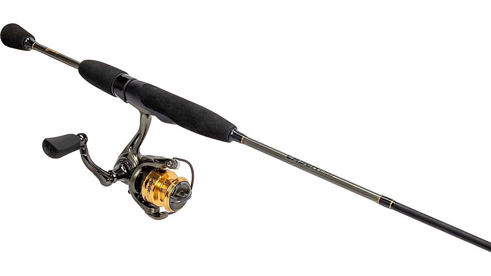 Lew’s Laser Lite Spinning Reel and Rod Combo, 6ft 1-PC Rod w/ Light  and Fast, SZ 75 Reel, 3+1 Bearings, 5.0-1 Ratio, Speed Lube, Metallic Gray/Gold/Black, LLS7560LG2