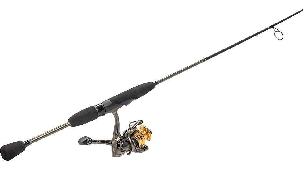 Lew’s Laser Lite Spinning Reel and Rod Combo, 6ft 6in, 2-PC IM6 Rod w/ Ultra-Light  and Fast, SZ 100 Reel, 3+1 Bearings, 5.1-1 Ratio, Metallic Gray/Gold/Black, LLS1066ULG2-2