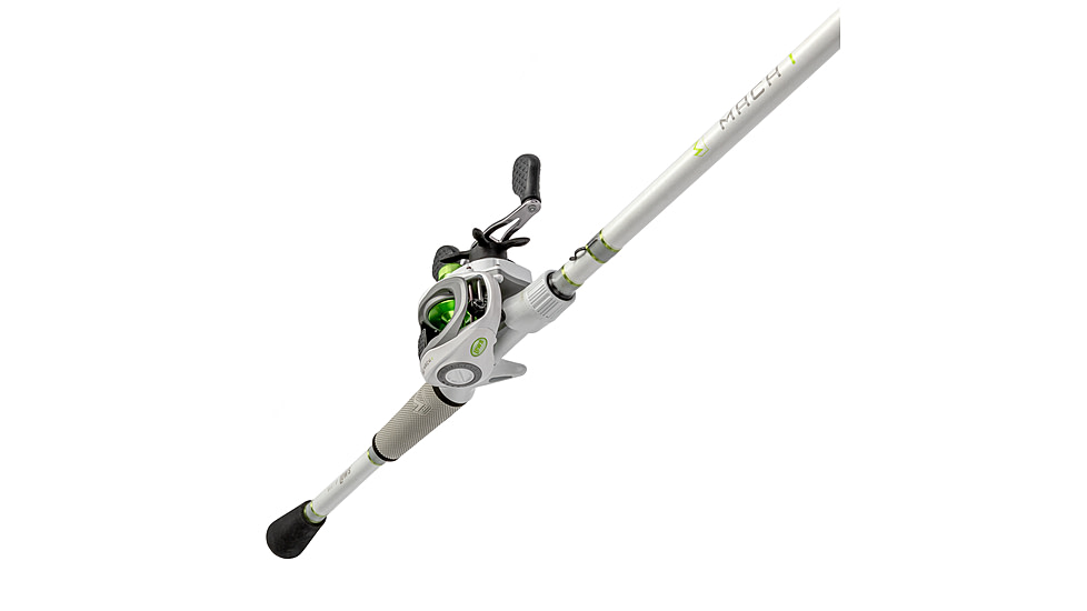 Lew’s MACH 1 Baitcast Reel and Rod Combo, 7ft, 1-PC IM7 Graphite Rod, Medium, Fast, 7+1 Bearings, 7.5-1 Ratio, LH Retrieve, White/Black/Gray/Green, MH1SHL70MG3