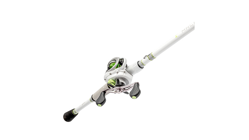 Lew’s MACH 1 Baitcast Reel and Rod Combo, 7ft, 1-PC IM7 Graphite Rod, Medium, Fast, 7+1 Bearings, 7.5-1 Ratio, RH Retrieve, White/Black/Gray/Green, MH1SH70MG3